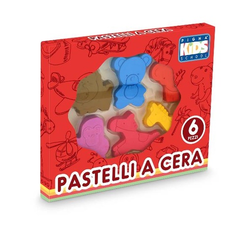 [023380100] SET 6 PASTELLI CERA ASSORTITI