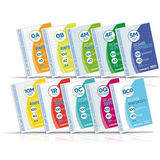 [5442] RICAMBI A4 QUADRI 5MM 40FF 100GR