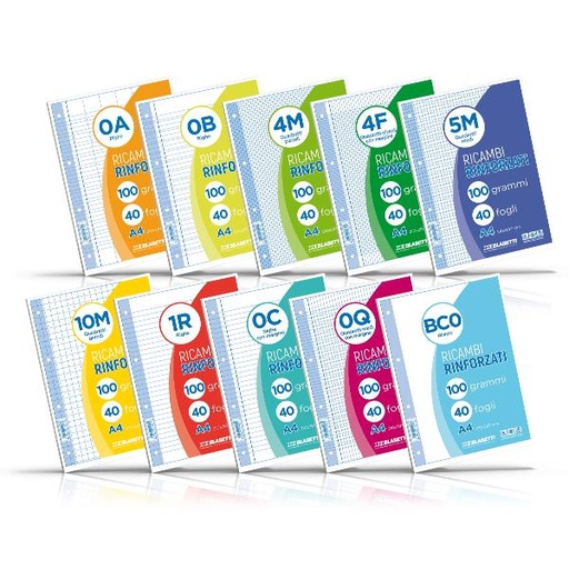 [5444-] RICAMBI A4 RIGHE 1R 40FF 100GR