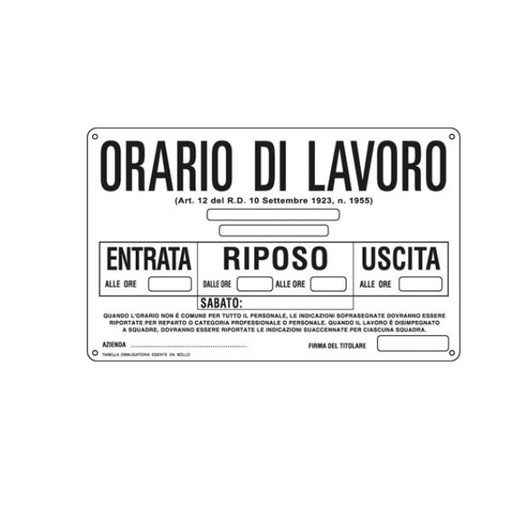 [591EF7215] SEGN. ALLUM 300X200MM ORARIO LAV