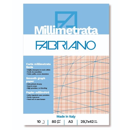 [19100664] CF25 BLOCCO MILLIMETRATO A3 80G 10F