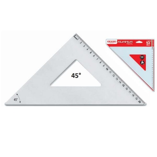 [18040A] SQUADRA ALLUMINIO PROFIL 45° CM 35