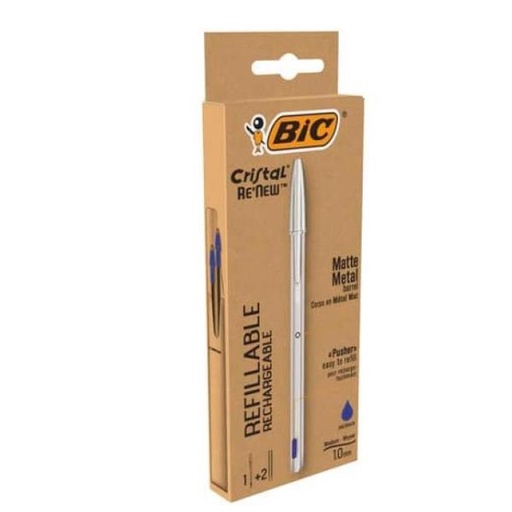 [997202] CRISTAL RE NEW 1MM BLU 1+2REFILL