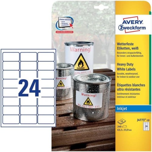 [J4773-10] ETICH. POLIESTERE BIANCO 63.5X33.9