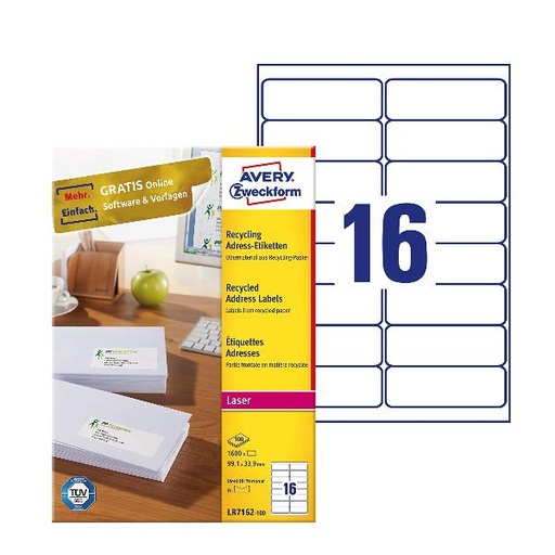 [LR7162-100] ETICH CARTA RIC 99 1X33 9MM LR100FF