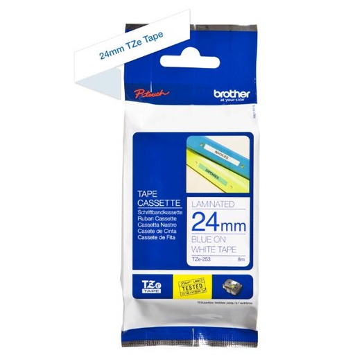 [TZE253] NASTRO 24 MM  ETICHET BLU/BIANO