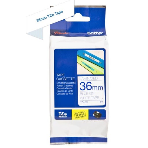 [TZE263] NASTRO LAMINATO 36MM BLU SU BIANCO