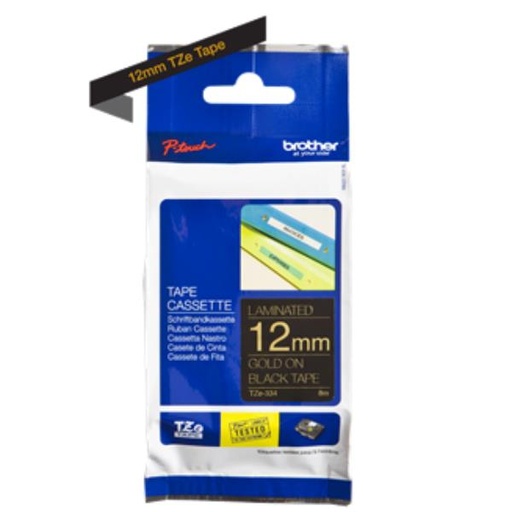 [TZE334] NASTRO LAMIN 12MM ORO SU NERO