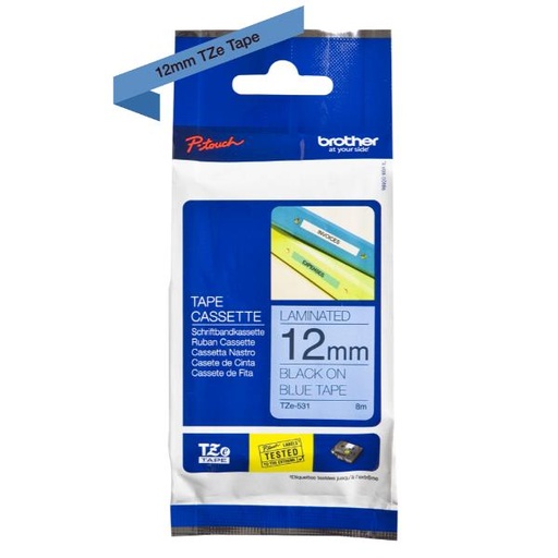 [TZE531] NASTRO TIPO TZ 12MM NERO/BLU
