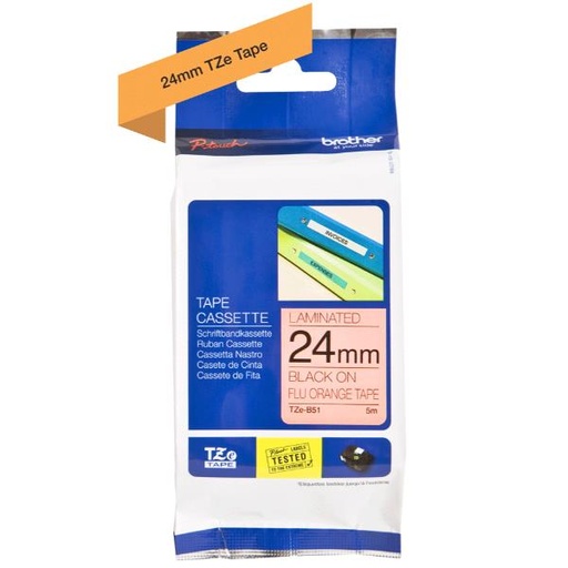 [TZEB51] CASS 24MM NERA ARANCIO FLUO  5M