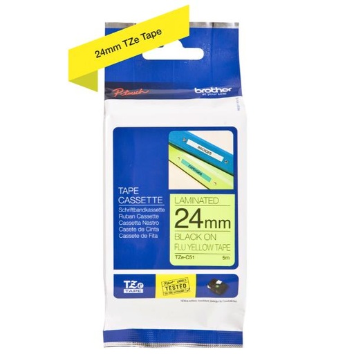 [TZEC51] CASS 24MM NERA GIALLO FLUO  5M