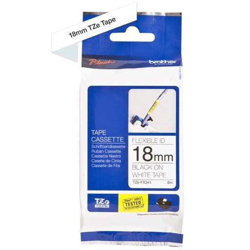 [TZEFX241] NASTRO LAMINATO FLESS 18MM NERO/BIA