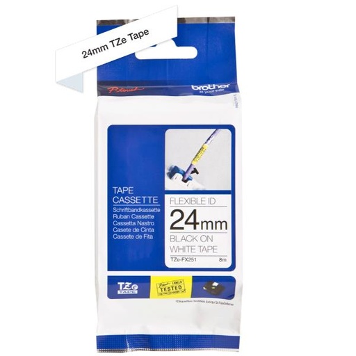 [TZEFX251] NASTRO LAMINATO FLESS 24MM NERO/BIA