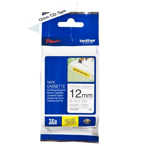 [TZES231] NASTRO 12MM NER0/BIANCO ADESIVO RES