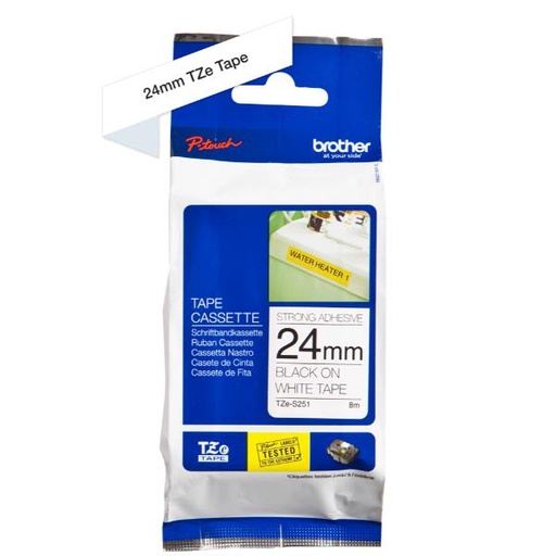 [TZES251] NASTRO TZ 24MM NERO/BIANCO AD RESIS