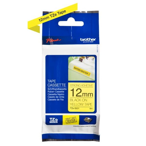 [TZES631] NASTRO 12MM NERA/GIALLO ADES RESIS